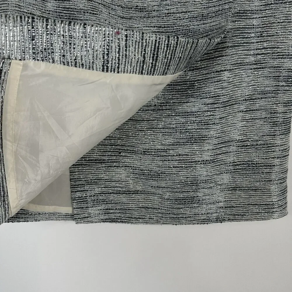 J.Crew Women's Silver Tweed Mini  Skirt Size 12 Faux Wrap Career Office Party